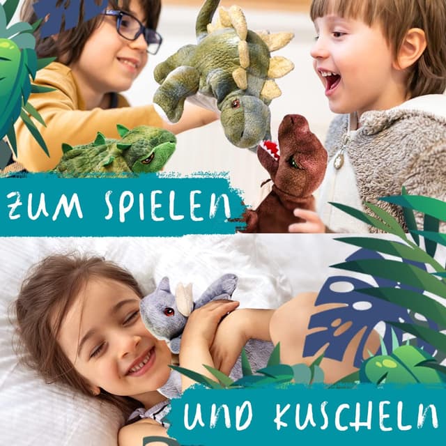 Detalle de Creanino Dino Kuscheltier 2-in-1 mit Wende-Design (Triceratops „Rocky“) – Plüschtier zum Wenden