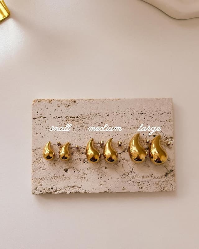 Detalle de Elegance 11 designs Tropfenohrringe Dupes für Frauen – dicke Gold Chunky Creolen aus Messing, hypoallergen (kein Edelstein)