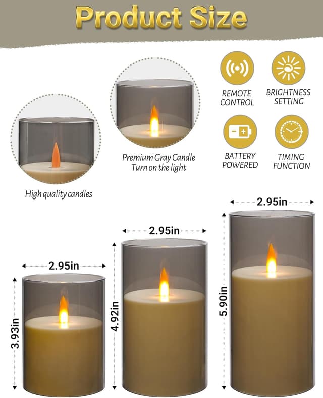 Thumbnail 5 de Da by Vela Recargable Sin Llama con Control Remoto 🕯️ (Juego de 3)