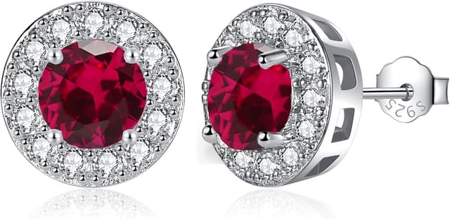 Thumbnail 6 de MASOP Ohrstecker Silber 925 mit Geburtsstein & Zirkonia – runde Ohrringe (10 mm)