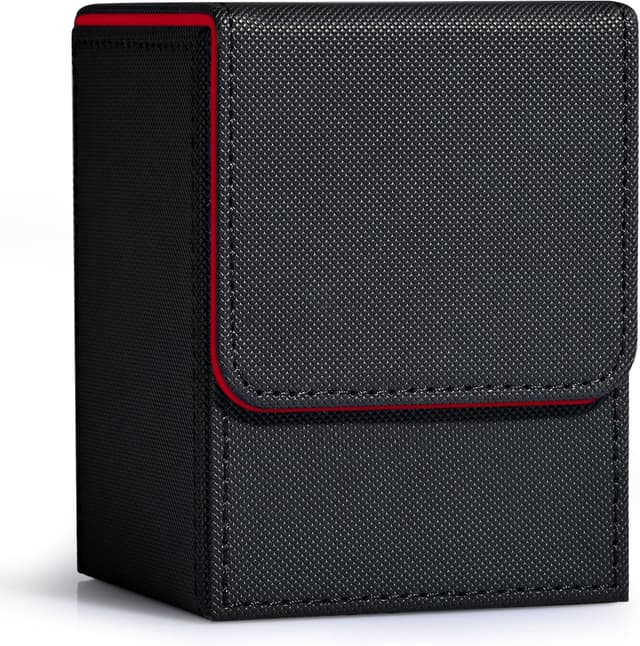 Detalle 2 de ZLCA PU Leather Card Deck Box for MTG (2 Dividers) — Black, 100+ Single-Sleeved Storage Case
