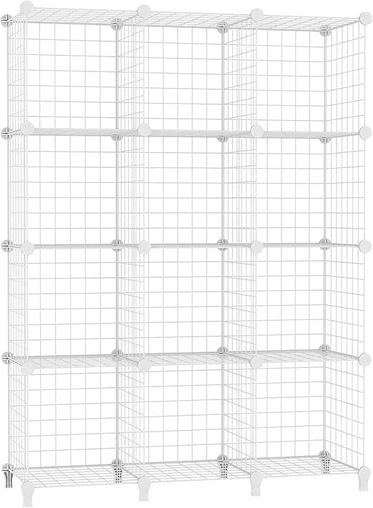 Detalle de AWTATOS Estante de Almacenamiento con 12 Cubos 🗄