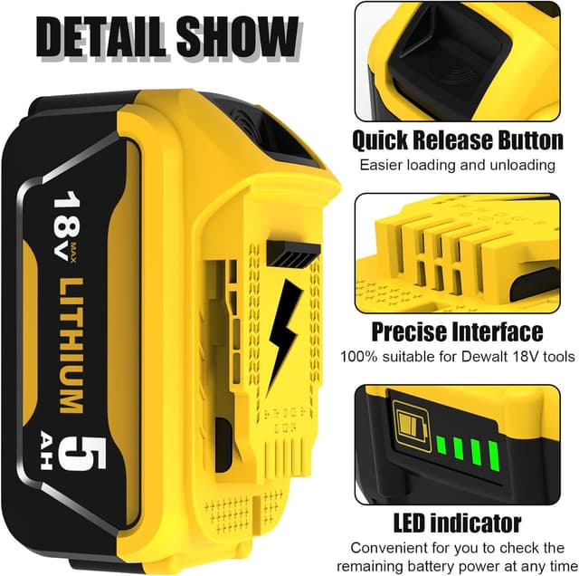 Thumbnail 2 de Goodexo 2X DCB184 18V 5.0Ah replacement battery