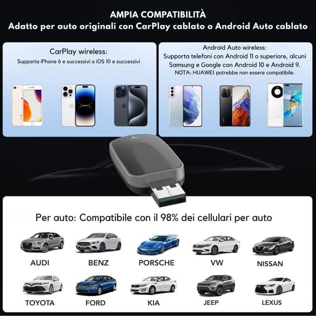 Detalle 2 de LM Wireless CarPlay Android Auto Plug & Play