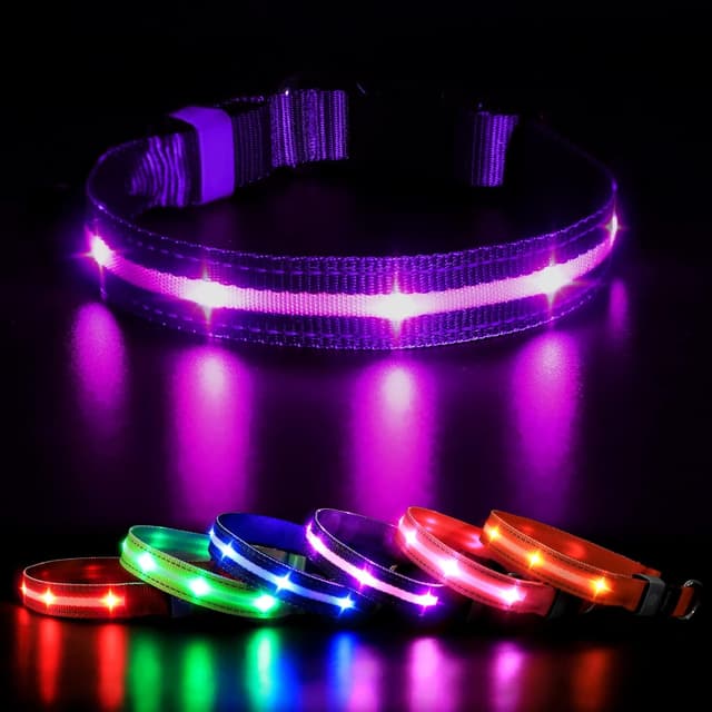Detalle de MASBRILL Light Up Dog Collar – Rechargeable LED waterproof collar with 3 flashing modes
