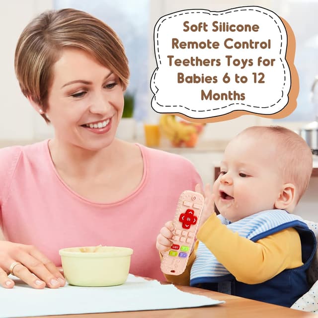 Detalle de Dentizione Sollievo dentiera giocattoli per bambini 3-6 mesi (12 mesi) rosa con telecomando in silicone
