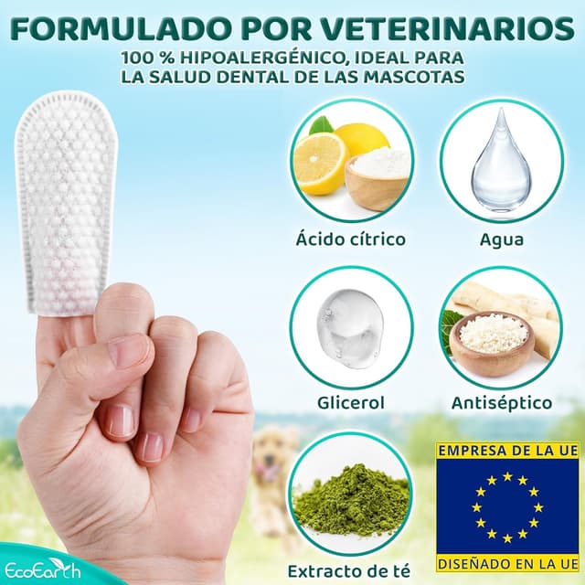 Detalle 1 de EcoEarth Toallitas dentales mascotas 100 uds