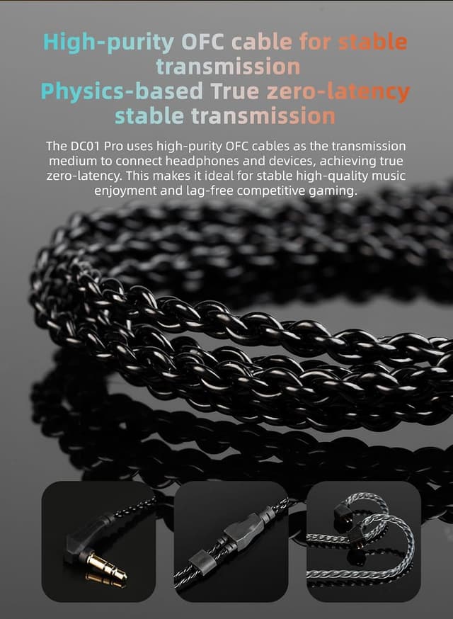 Detalle de EZ EAR CCZ DC01 PRO HiFi-In-Ear-Monitor Kopfhörer (lila) – kabelgebundene Gaming-InEars mit 0-Latenz-Kabel