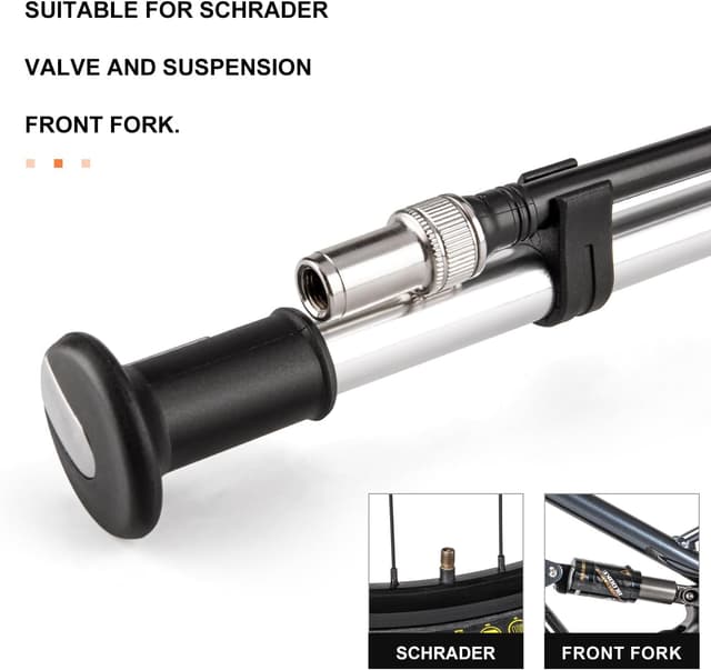 Detalle de Pompa per bicicletta CXWXC con manometro fino a 300 PSI, in alluminio (per forcelle ammortizzate MTB e e-bike)