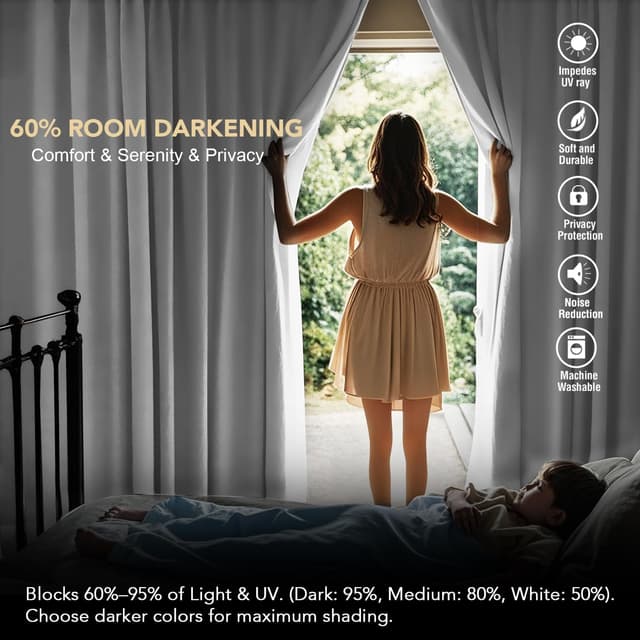 Thumbnail 6 de H.VERSAILTEX White Curtains 52x84 Inch