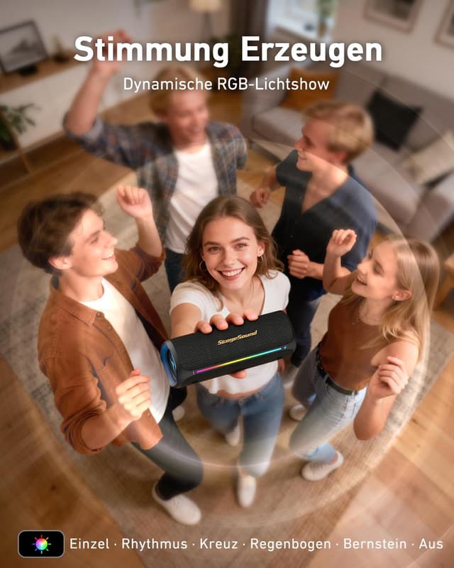 Detalle de StageSound Outdoor Bluetooth Lautsprecher „GoFree 2“ mit 40 W Peak, IP67, RGB & TWS Stereo