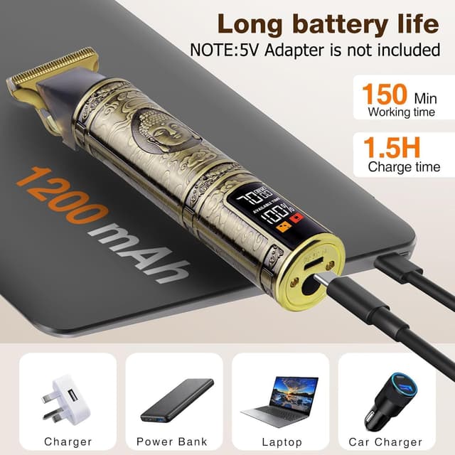 Detalle de LCD cordless beard trimmer with 1.6