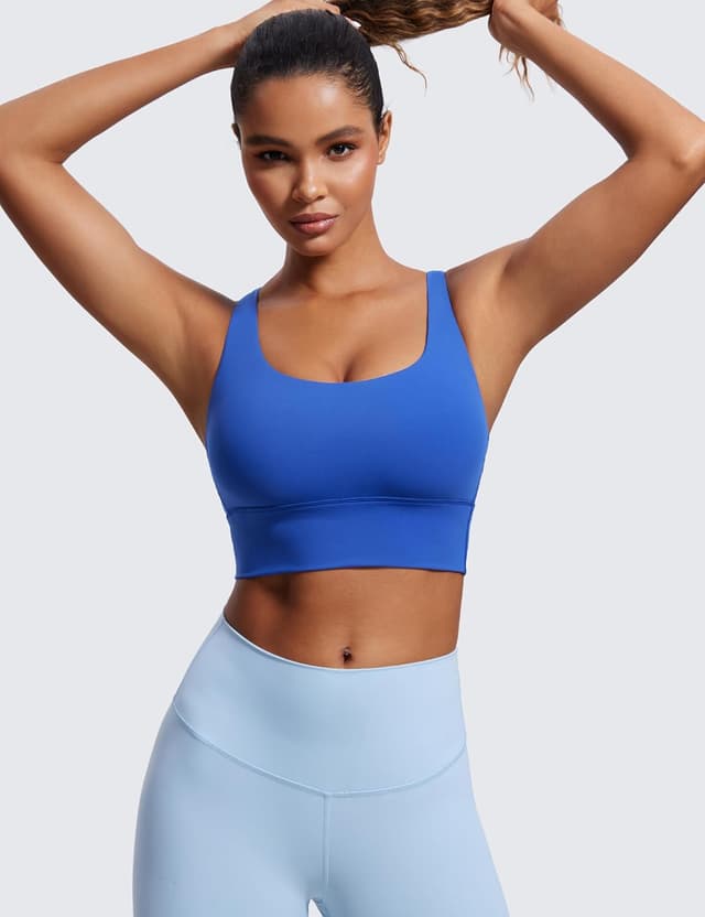 Detalle de CRZ YOGA brassière de sport longue sans fil à bretelles croisées, coussinets intégrés amovibles