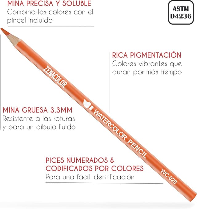 Thumbnail 2 de Zenacolor 72 Lapices Acuarelables Kit