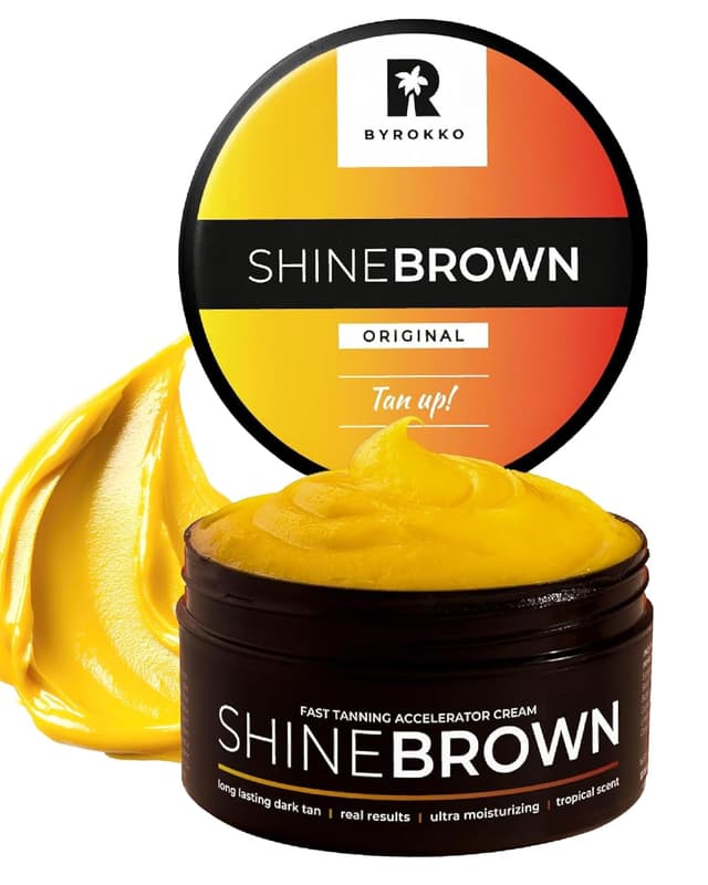 Detalle de BYROKKO Shine Brown Bräunungsbeschleuniger Sonnencreme (210 ml) für Solarium und Outdoor
