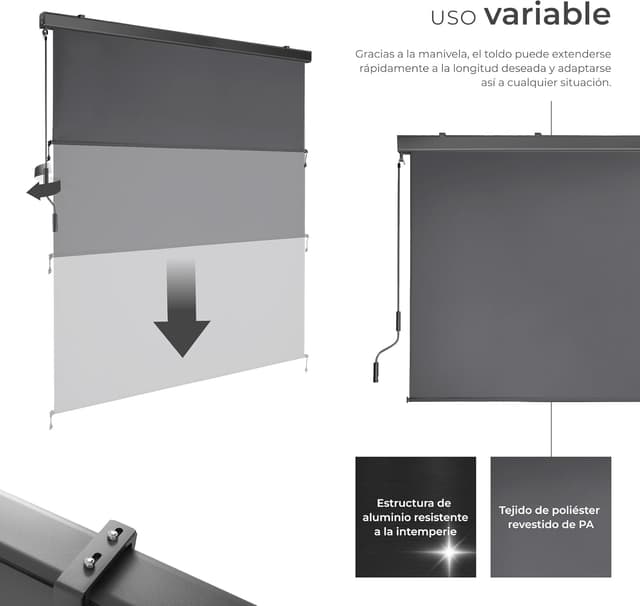 Thumbnail 2 de tectake toldo vertical exterior 160 x 250 cm