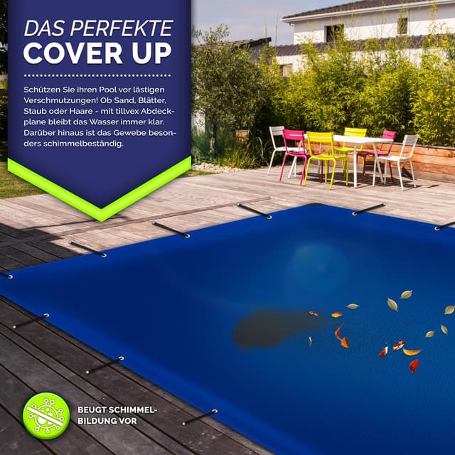 Thumbnail 6 de tillvex® Abdeckplane mit Ösen (Grau) 5x7 m: wasserdichte PVC-Gewebeplane mit 10 Spanngummis & 15 m Seil