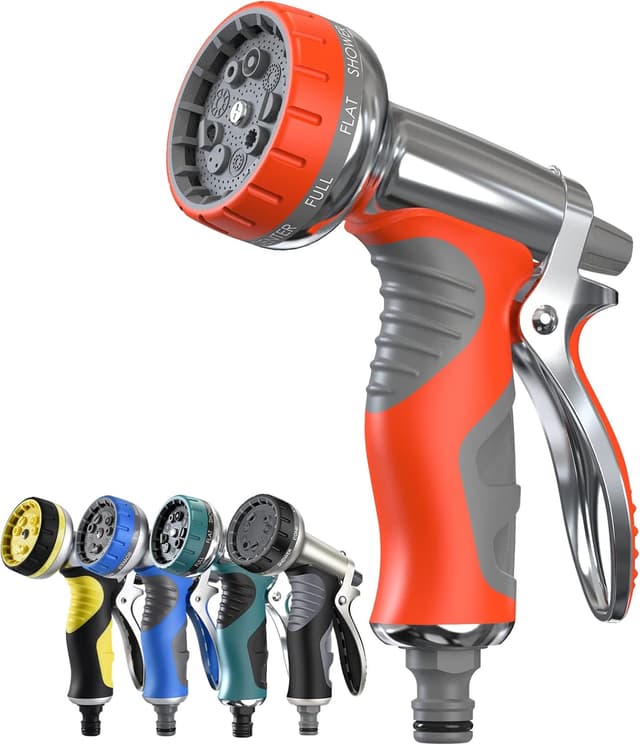 Thumbnail 6 de Hose Pipe Spray Gun with 9 Adjustable Patterns – Heavy-Duty Metal High Pressure Nozzle (Yellow, 1 Pack)