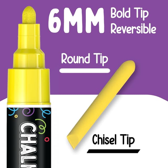 Detalle de Chalkola 20 Liquid Chalk Pens for Blackboard (6mm reversible tips) – neon, pastel & metallic markers for windows, glass & more