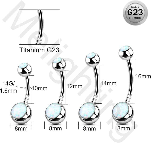 Thumbnail 5 de Melighting piercing ombelico titanio G23 opale