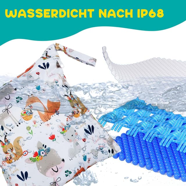 Detalle de Loscarol 2er Set Wetbag (groß) für Kindergarten, Baby-Nappy-/Nassbeutel mit Doppelreißverschluss – Rabbit