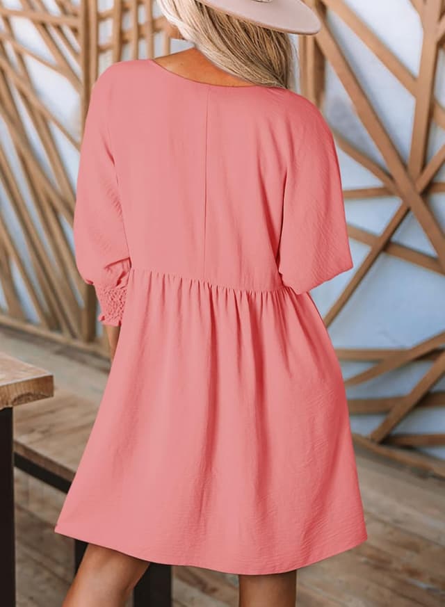 Detalle 2 de Dokotoo Women’s Casual Tunic Dress with Empire Waist, Tiered Ruffle Hem & Lantern Sleeves