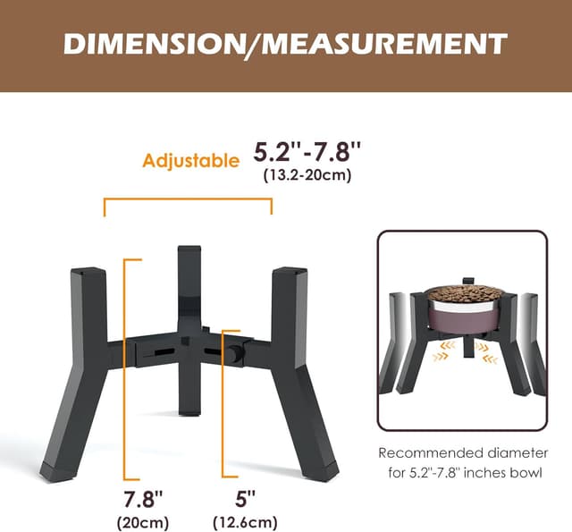 Detalle de Supporto rialzato per cani di piccola taglia con larghezza regolabile 12,7–20,3 cm (ciotola non inclusa)