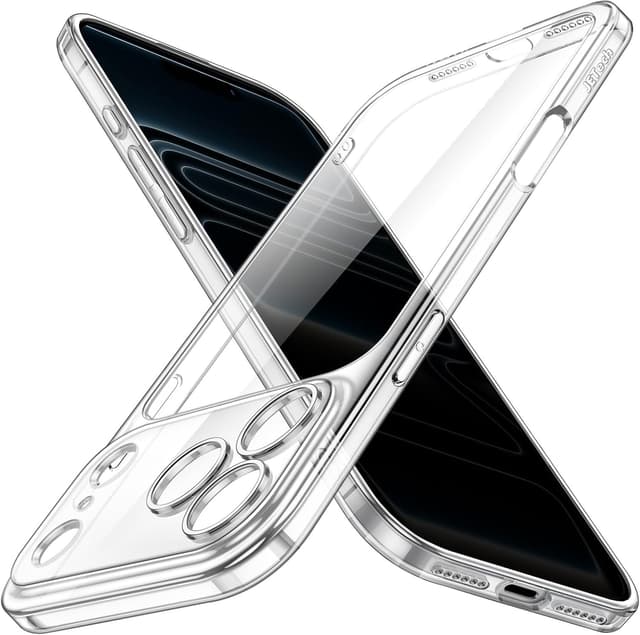 Detalle de JETech Cover Slim Trasparente per iPhone 17 Pro Max da 6,9" con protezione completa per la fotocamera