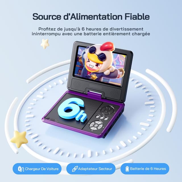 Thumbnail 2 de WOLFANG 9,5" Lecteur DVD Portable 6 heures