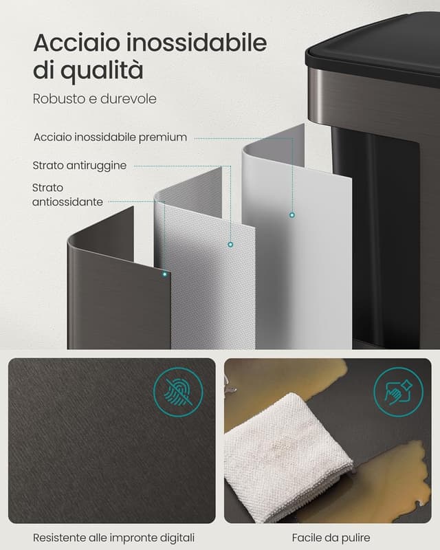 Thumbnail 6 de SONGMICS LTB741G01 cestino da cucina 2x30 L