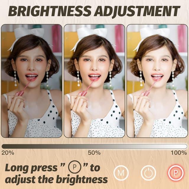 Detalle de FENNIO Vanity Mirror with Lights (17''x13'') Touch Screen Makeup Mirror with 3-Color Lighting