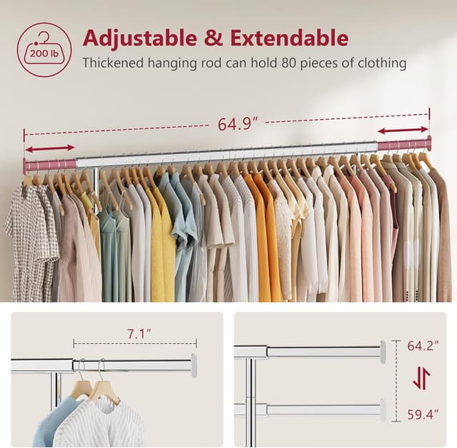 Detalle 1 de Tajsoon heavy duty clothes rack 350 lbs