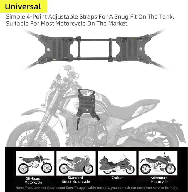 Detalle 2 de Rhinowalk universal motorcycle tank side bag mounting base (tank pad, quick-release straps, MOLLE, waterproof)