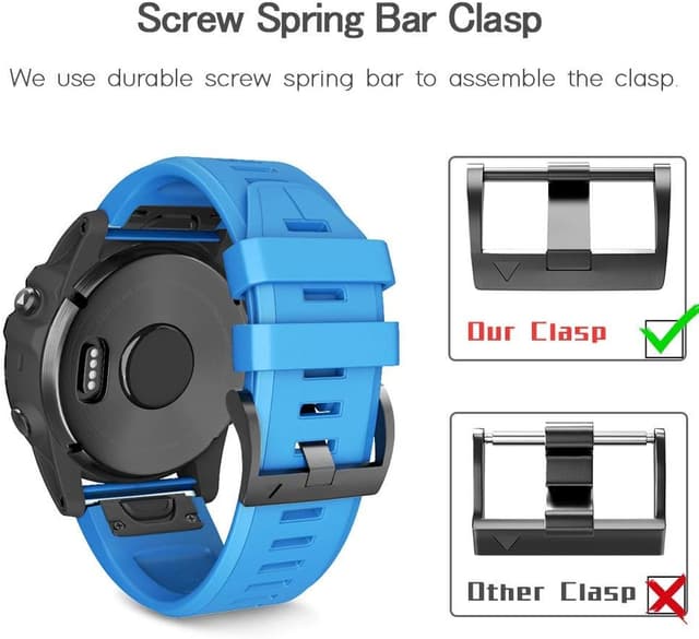 Detalle de Bracelet NotoCity en silicone (26 mm, ajustement rapide) pour Garmin Fenix 5X/6X/7X/8 51 mm – bleu