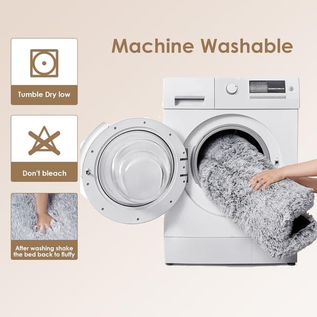 Detalle de EHEYCIGA Fluffy Small Dog Crate Bed (Calming Anti-Anxiety) Grey, 60x45x7.5cm