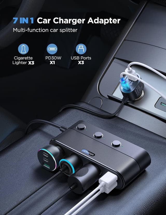 Detalle de JOYROOM 179W Car Charger Adapter