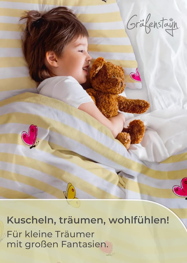 Thumbnail 6 de Gräfenstayn® 2-tlg. Kinderbettwäsche-Set mit Tiermotiv (Giraffe & Elefant) aus 100% Baumwolle