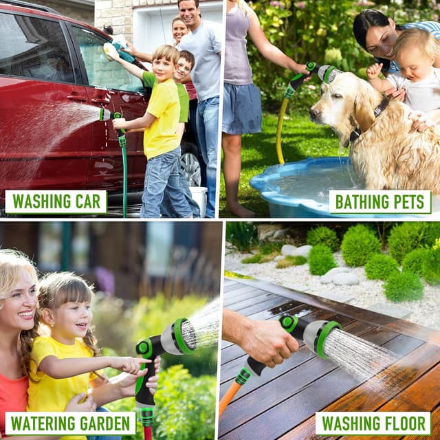 Detalle de BIBURY Gartenbrause mit 10 Sprühmuster und Daumensteuerung – leichte Handbrause für Garten, Rasenkanten & Haustier-Duschen