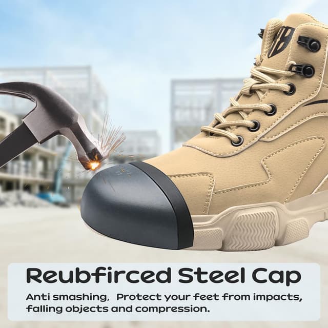 Detalle de Bawalon safety boots with steel cap – lightweight water resistant non-slip work shoes