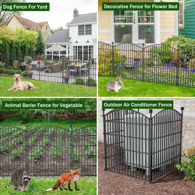 Thumbnail 5 de 10 Panels Decorative Garden Fence with Gate 32 in H x 23.6 ft L