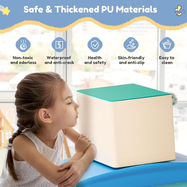 Detalle 2 de CUPCHID Blocchi da costruzione in schiuma 6 in 1 per bambini (Azzurro)