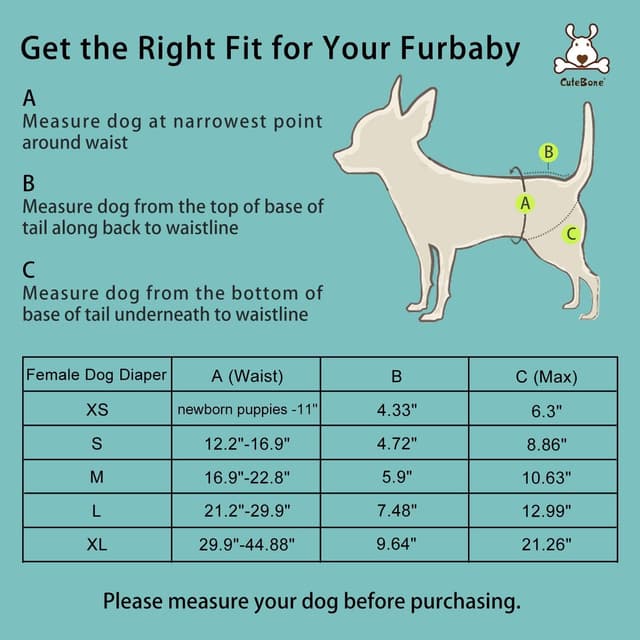 Thumbnail 6 de CuteBone 3er-Pack waschbare Hundewindeln für Damen (XS) – wasserdichte Welpenhosen mit Klett & verstellbarem Rückenausschnitt