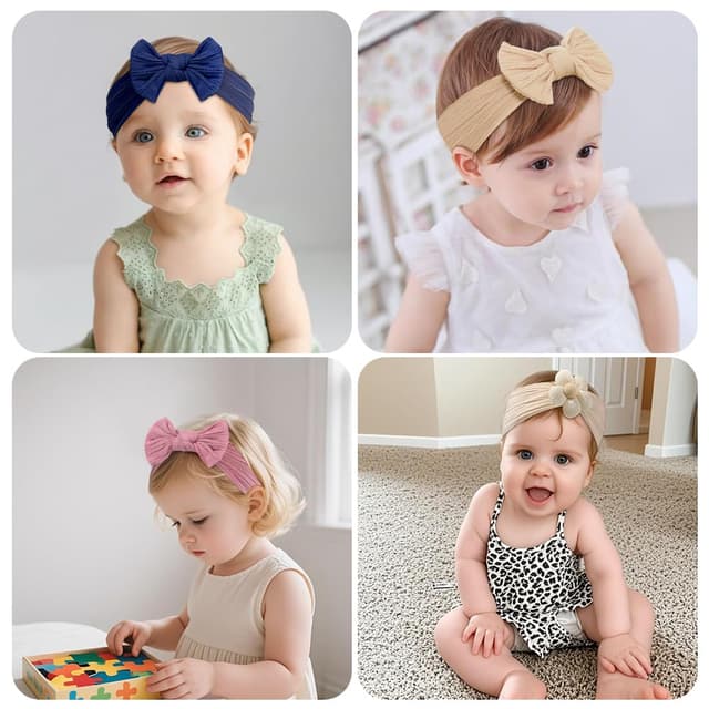 Detalle de DiULi Baby Stirnbänder (10 Stück) – Turban-Stirnband mit Schleifen-Design für Neugeborene & Kleinkinder