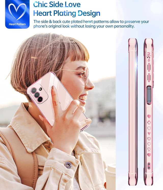 Detalle de LeYi Samsung Galaxy A17 4G/5G Phone Case with Tempered Glass Screen Protectors (Pink)