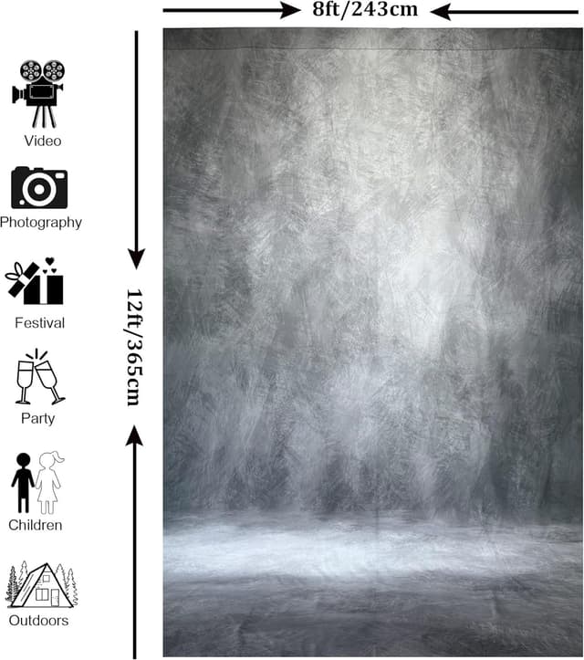 Detalle de Haboke Abstract Professional Photography Backdrop (Grey, 8x12ft) with Top Roller Pocket