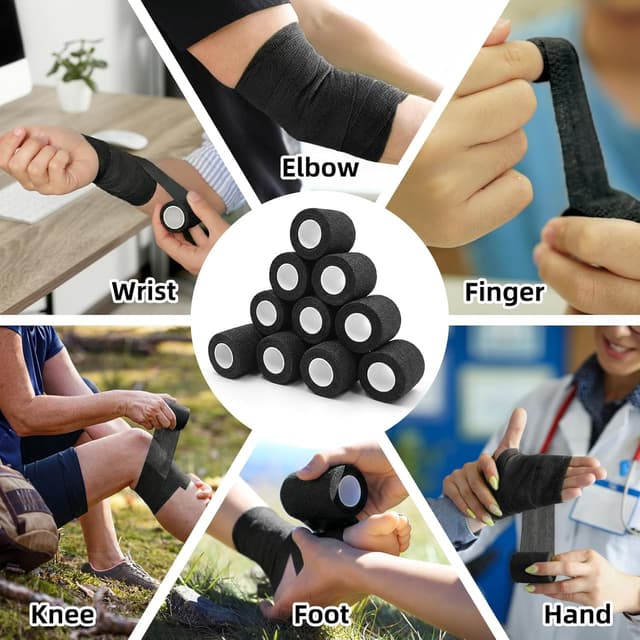 Detalle 2 de HONYAO Self Adhesive Bandage (10 rolls) – Pet vet wrap and cohesive bandage for sports sprains, in 3 sizes