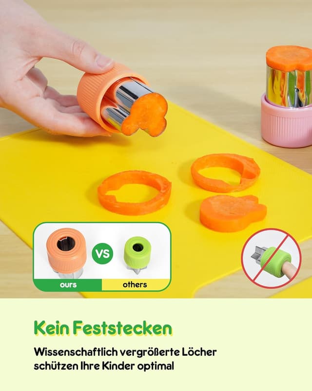 Detalle de Koonie Kinder-Sicherheits-Küchenmesser Set (11-teilig) ab 3 Jahren – Montessori Kindermesser mit Brett & Ausstechformen