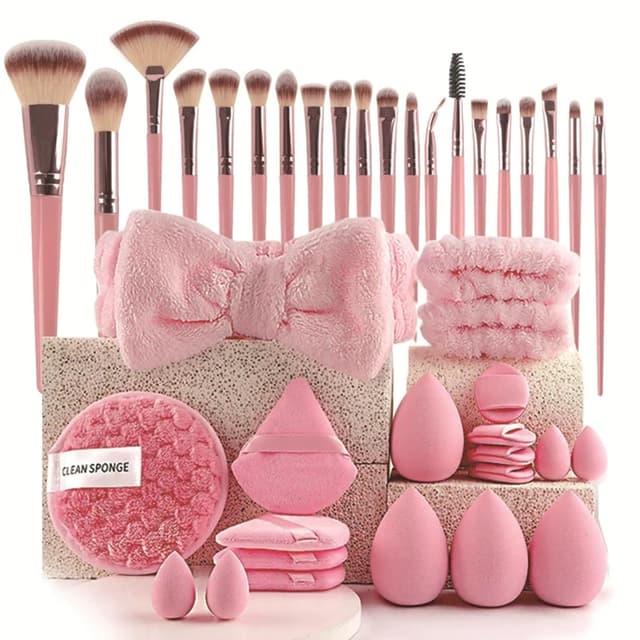 Detalle de 40-teilige Make-up-Pinsel-Set (40 Stück) mit Schwamm für Foundation – Beige