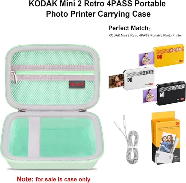 Detalle 2 de Elonbo Hard Case for Kodak Mini Shot 2 / Kodak Mini 2 Retro 4PASS portable instant photo printer – Green