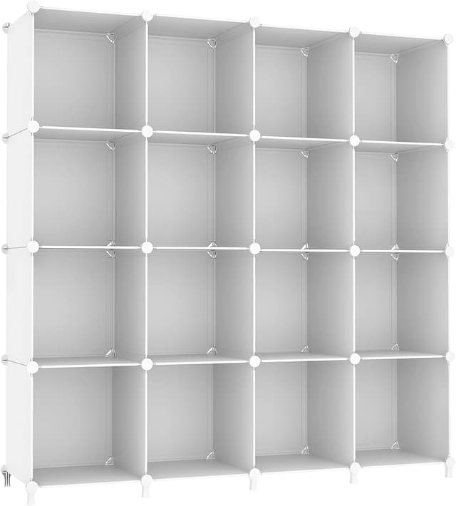 Detalle de AWTATOS 16-Cube Storage Organizer (Stackable Cube Shelves), White